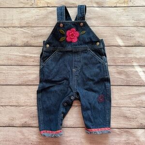 Cherokee Baby Vintage Denim Overalls Jeans Denim Floral Jumper 9 mos